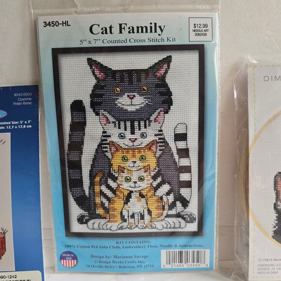 NIP Assorted Cat Kitty Cross Stitch Patterns Dimensions Janlynn Marianne Savage - Picture 3 of 12